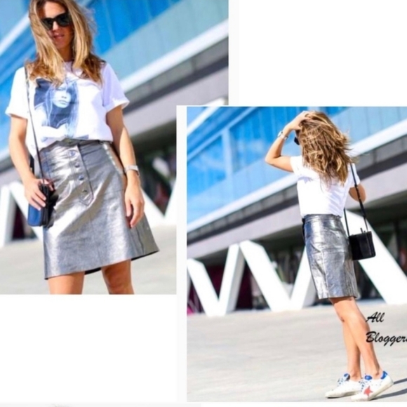 ZARA Genuine Leather High Waisted Skirt - Picture 6 of 16